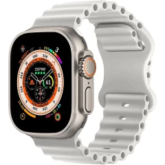 Curea Ocean Loop compatibila cu Apple Watch SE/9/8/7/6/5/4/3/2/1 - 38/40/41MM CASEY STUDIOS, Ajustabila, Respirabila, Material Textil Alb 