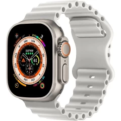 Curea Ocean Loop compatibila cu Apple Watch SE/9/8/7/6/5/4/3/2/1 - 38/40/41MM CASEY STUDIOS, Ajustabila, Respirabila, Material Textil Alb