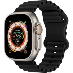 Curea Ocean Loop compatibila cu Apple Watch SE/9/8/7/6/5/4/3/2/1 - 38/40/41MM CASEY STUDIOS, Ajustabila, Respirabila, Material Textil Negru 