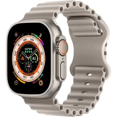 Curea Ocean Loop compatibila cu Apple Watch SE/9/8/7/6/5/4/3/2/1 - 38/40/41MM CASEY STUDIOS, Ajustabila, Respirabila, Material Textil crem 