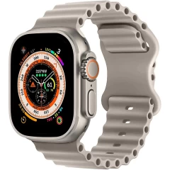 Curea Ocean Loop compatibila cu Apple Watch SE/9/8/7/6/5/4/3/2/1 - 38/40/41MM CASEY STUDIOS, Ajustabila, Respirabila, Material Textil crem