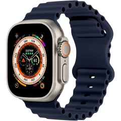 Curea Ocean Loop compatibila cu Apple Watch SE/9/8/7/6/5/4/3/2/1 - 38/40/41MM CASEY STUDIOS, Ajustabila, Respirabila, Material Textil Midnight Blue 