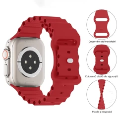 Curea Ocean Loop compatibila cu Apple Watch SE/9/8/7/6/5/4/3/2/1 - 38/40/41MM CASEY STUDIOS, Ajustabila, Respirabila, Material Textil Rosu