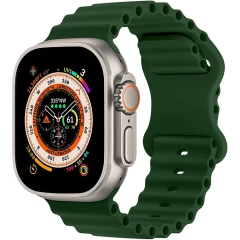 Curea Ocean Loop compatibila cu Apple Watch SE/9/8/7/6/5/4/3/2/1 - 38/40/41MM CASEY STUDIOS, Ajustabila, Respirabila, Material Textil Verde Inchis