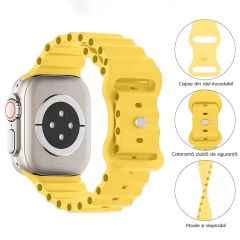 Curea Ocean Loop compatibila cu Apple Watch SE/9/8/7/6/5/4/3/2/1 - 38/40/41MM CASEY STUDIOS, Ajustabila, Respirabila, Material Textil Galben