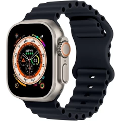 Curea Ocean Loop compatibila cu Apple Watch Ultra 2/Ultra/SE/9/8/7/6/5/4/3/2/1 - 42/44/45/49MM CASEY STUDIOS, Ajustabila, Respirabila, Material Textil, Galben Albastru Inchis 