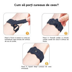 Curea Ocean Loop compatibila cu Apple Watch Ultra 2/Ultra/SE/9/8/7/6/5/4/3/2/1 - 42/44/45/49MM CASEY STUDIOS, Ajustabila, Respirabila, Material Textil, Galben Midnight Blue