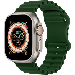 Curea Ocean Loop compatibila cu Apple Watch Ultra 2/Ultra/SE/9/8/7/6/5/4/3/2/1 - 42/44/45/49MM CASEY STUDIOS, Ajustabila, Respirabila, Material Textil, Galben Verde Inchis 
