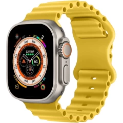 Curea Ocean Loop compatibila cu Apple Watch Ultra 2/Ultra/SE/9/8/7/6/5/4/3/2/1 - 42/44/45/49MM CASEY STUDIOS, Ajustabila, Respirabila, Material Textil, Galben Galben 