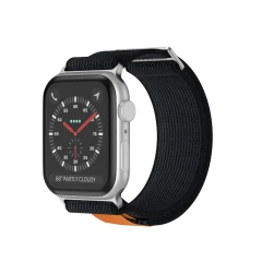 Curea Nailon Trail compatibila cu Apple Watch Ultra 2/Ultra/SE/9/8/7/6/5/4/3/2/1 - 42/44/45/49 MM CASEY STUDIOS, Ajustabila, Respirabila, Material Textil Negru