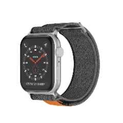 Curea Nailon Trail compatibila cu Apple Watch Ultra 2/Ultra/SE/9/8/7/6/5/4/3/2/1 - 42/44/45/49 MM CASEY STUDIOS, Ajustabila, Respirabila, Material Textil Negru/gri 