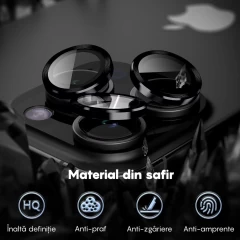 Protectie Camera pentru iPhone 11 Pro / iPhone 11 Pro Max, Casey Studios MaxDefense+,  Ultra HD, Protectie Profesionala Camere 3D, Anti Amprente, Anti Zgarieturi, Anti Socuri, Negru Negru