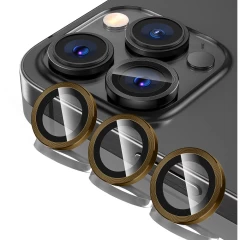 Protectie Camera pentru iPhone 12 Pro Max, Casey Studios MaxDefense+,  Ultra HD, Protectie Profesionala Camere 3D, Anti Amprente, Anti Zgarieturi, Anti Socuri, Negru Galben 