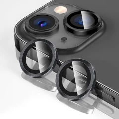 Protectie Camera pentru iPhone 13 / iPhone 13 Mini, Casey Studios MaxDefense+, Ultra HD, Anti Amprente, Anti Zgarieturi, Anti Socuri, Negru Argintiu 