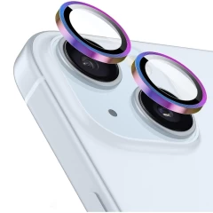 Protectie Camera pentru iPhone 13 / iPhone 13 Mini, Casey Studios MaxDefense+, Ultra HD, Anti Amprente, Anti Zgarieturi, Anti Socuri, Negru Curcubeu 