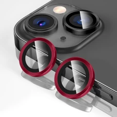 Protectie Camera pentru iPhone 13 / iPhone 13 Mini, Casey Studios MaxDefense+, Ultra HD, Anti Amprente, Anti Zgarieturi, Anti Socuri, Negru Rosu 