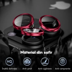 Protectie Camera pentru iPhone 13 / iPhone 13 Mini, Casey Studios MaxDefense+,  Ultra HD, Protectie Profesionala Camere 3D, Anti Amprente, Anti Zgarieturi, Anti Socuri, Rosu Rosu