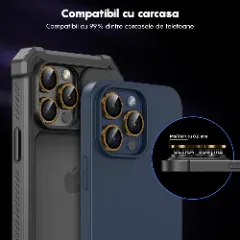 Protectie Camera pentru iPhone 13 Pro / iPhone 13 Pro Max, Casey Studios MaxDefense+, Ultra HD, Anti Amprente, Anti Zgarieturi, Anti Socuri Galben