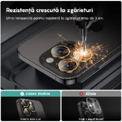 Protectie Camera pentru iPhone 13 Pro / iPhone 13 Pro Max, Casey Studios MaxDefense+, Ultra HD, Anti Amprente, Anti Zgarieturi, Anti Socuri Galben