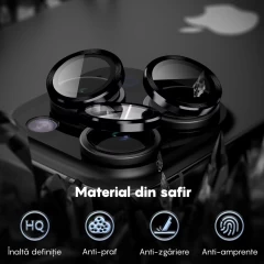 Protectie Camera pentru iPhone 13 Pro / iPhone 13 Pro Max, Casey Studios MaxDefense+, Ultra HD, Anti Amprente, Anti Zgarieturi, Anti Socuri Negru