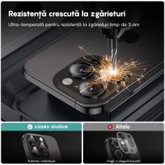 Protectie Camera pentru iPhone 13 Pro / iPhone 13 Pro Max, Casey Studios MaxDefense+, Ultra HD, Anti Amprente, Anti Zgarieturi, Anti Socuri Negru