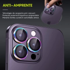 Protectie Camera pentru iPhone 14 / iPhone 14 Plus, Casey Studios MaxDefense+,  Ultra HD, Protectie Profesionala Camere 3D, Anti Amprente, Anti Zgarieturi, Anti Socuri, Curcubeu Curcubeu