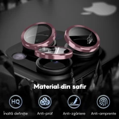 Protectie Camera pentru iPhone 14 / iPhone 14 Plus, Casey Studios MaxDefense+,  Ultra HD, Protectie Profesionala Camere 3D, Anti Amprente, Anti Zgarieturi, Anti Socuri, Roz Roz