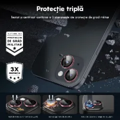 Protectie Camera pentru iPhone 15 Pro / iPhone 15 Pro Max, Casey Studios MaxDefense+, Ultra HD, Anti Amprente, Anti Zgarieturi, Anti Socuri Roz