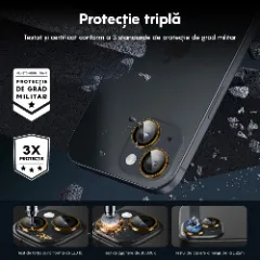 Protectie Camera pentru iPhone 15 Pro / iPhone 15 Pro Max, Casey Studios MaxDefense+, Ultra HD, Anti Amprente, Anti Zgarieturi, Anti Socuri Galben