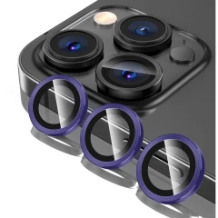 Protectie Camera pentru iPhone 15 Pro / iPhone 15 Pro Max, Casey Studios MaxDefense+, Ultra HD, Anti Amprente, Anti Zgarieturi, Anti Socuri Mov inchis 