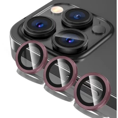 Protectie Camera pentru iPhone 15 Pro / iPhone 15 Pro Max, Casey Studios MaxDefense+, Ultra HD, Anti Amprente, Anti Zgarieturi, Anti Socuri Roz 