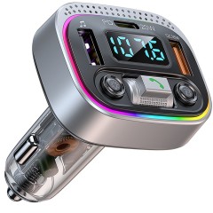 Modulator FM G02 LAGATO, Bluetooth 5.3, Transmitator FM cu Incarcare, 2 x port USB, Port USB Type-C, Fast Charge, compatibil cu orice Device, Afisaz LED, Lumini RGB