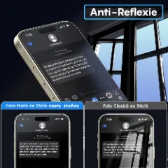Folie Sticla CASEY STUDIOS pentru iPhone 13 Mini, MaxDefense+ Matte, Full Glue, Sticla Securizata, Duritate Militara, Ultra HD, Protectie Profesionala Ecran 3D, Anti Zgarieturi, Anti Socuri Negru