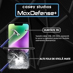 Folie Sticla CASEY STUDIOS pentru iPhone 14 Plus, MaxDefense+ Matte, Full Glue, Sticla Securizata, Duritate Militara, Ultra HD, Protectie Profesionala Ecran 3D, Anti Zgarieturi, Anti Socuri Negru