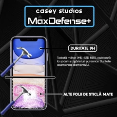 Folie Sticla CASEY STUDIOS pentru iPhone 11 Pro Max, MaxDefense+ Matte, Full Glue, Sticla Securizata, Duritate Militara, Ultra HD, Protectie Profesionala Ecran 3D, Anti Zgarieturi, Anti Socuri Negru