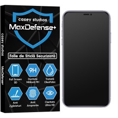 Folie Sticla CASEY STUDIOS pentru iPhone 11 Pro, MaxDefense+ Matte, Full Glue, Sticla Securizata, Duritate Militara, Ultra HD, Protectie Profesionala Ecran 3D, Anti Zgarieturi, Anti Socuri