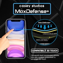 Folie Sticla CASEY STUDIOS pentru iPhone 11 Pro, MaxDefense+ Matte, Full Glue, Sticla Securizata, Duritate Militara, Ultra HD, Protectie Profesionala Ecran 3D, Anti Zgarieturi, Anti Socuri Negru
