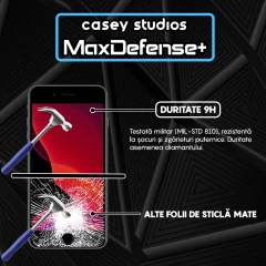 Folie Sticla CASEY STUDIOS pentru iPhone 7 Plus / 8 Plus, MaxDefense+ Matte, Full Glue, Sticla Securizata, Duritate Militara, Ultra HD, Protectie Profesionala Ecran 3D, Anti Zgarieturi, Anti Socuri Negru
