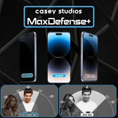 Folie Sticla CASEY STUDIOS pentru iPhone 12 Pro Max, MaxDefense+ Privacy, Full Glue, Sticla Securizata, Duritate Militara, Ultra HD, Protectie Profesionala Ecran 3D, Anti Zgarieturi, Anti Socuri Negru
