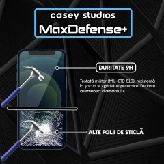 Folie Sticla CASEY STUDIOS pentru iPhone 12 Mini, MaxDefense+ Privacy, Full Glue, Sticla Securizata, Duritate Militara, Ultra HD, Protectie Profesionala Ecran 3D, Anti Zgarieturi, Anti Socuri Negru
