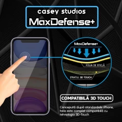 Folie Sticla CASEY STUDIOS pentru iPhone 11 Pro Max, MaxDefense+ Privacy, Full Glue, Sticla Securizata, Duritate Militara, Ultra HD, Protectie Profesionala Ecran 3D, Anti Zgarieturi, Anti Socuri Negru