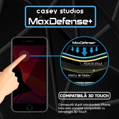 Folie Sticla CASEY STUDIOS pentru iPhone 7 / 8, MaxDefense+ Privacy, Full Glue, Sticla Securizata, Duritate Militara, Ultra HD, Protectie Profesionala Ecran 3D, Anti Zgarieturi, Anti Socuri Negru