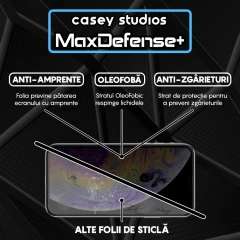 Folie Sticla CASEY STUDIOS pentru iPhone X / XS, MaxDefense+ Privacy, Full Glue, Sticla Securizata, Duritate Militara, Ultra HD, Protectie Profesionala Ecran 3D, Anti Zgarieturi, Anti Socuri Negru