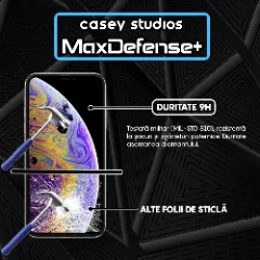 Folie Sticla CASEY STUDIOS pentru iPhone X / XS, MaxDefense+ Privacy, Full Glue, Sticla Securizata, Duritate Militara, Ultra HD, Protectie Profesionala Ecran 3D, Anti Zgarieturi, Anti Socuri Negru