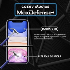 Folie Sticla CASEY STUDIOS pentru iPhone 11 Pro, MaxDefense+ Classic, Full Glue, Sticla Securizata, Duritate Militara, Ultra HD, Protectie Profesionala Ecran 3D, Anti Zgarieturi, Anti Socuri Transparent