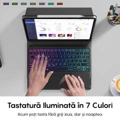 Husa cu Tastatura Iluminata si TouchPad compatibila cu iPad Pro 9.7