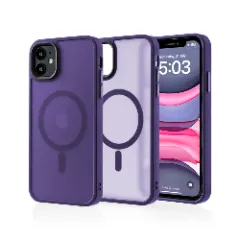 Husa MagSafe pentru iPhone 11, CASEY STUDIOS, de Protectie, Slim, pentru Incarcare Wireless, Margini Ridicate pentru Protectia Ecranului si a Camerelor Dark Purple 