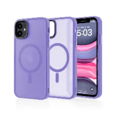 Husa MagSafe pentru iPhone 11, CASEY STUDIOS, de Protectie, Slim, pentru Incarcare Wireless, Margini Ridicate pentru Protectia Ecranului si a Camerelor Light Purple 