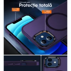 Husa MagSafe pentru iPhone 11, CASEY STUDIOS, de Protectie, Slim, pentru Incarcare Wireless, Margini Ridicate pentru Protectia Ecranului si a Camerelor Dark Purple