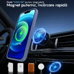 Husa MagSafe pentru iPhone 11, CASEY STUDIOS, de Protectie, Slim, pentru Incarcare Wireless, Margini Ridicate pentru Protectia Ecranului si a Camerelor Yuenfeng Blue